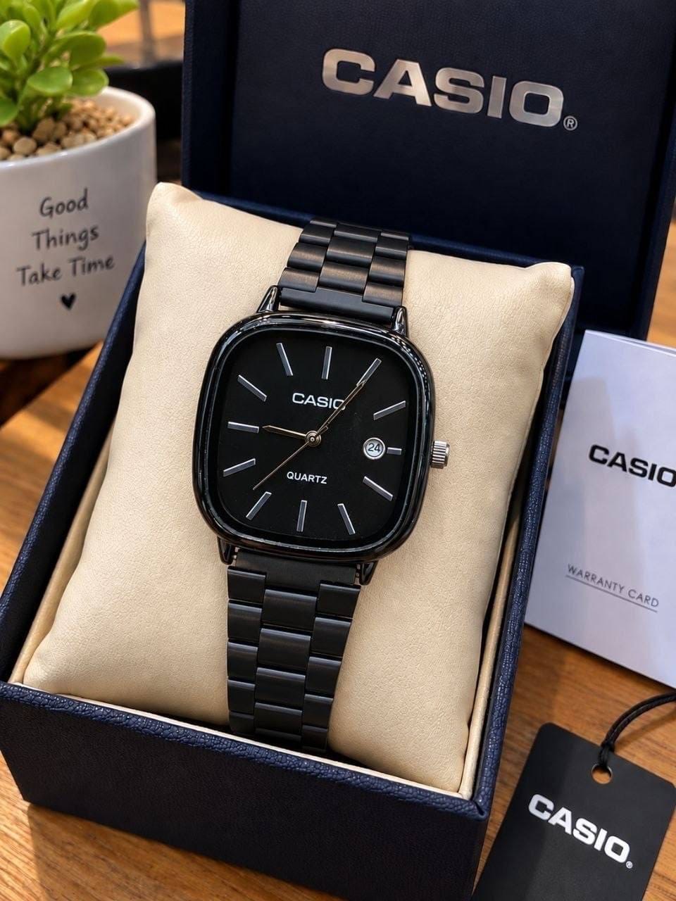 ⌚️ CASIO  ساعة كاسيو رجالي ستايل شيك وفخم استيك ستانلس اسود
