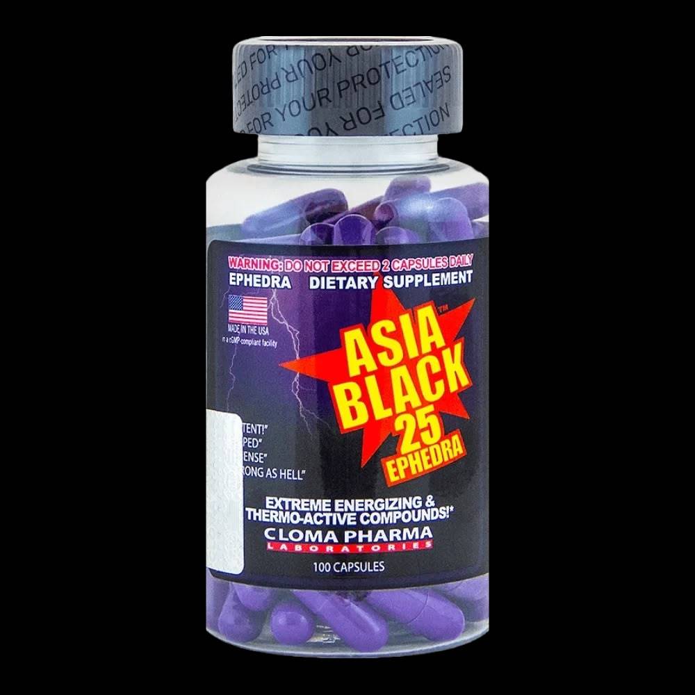 مكمل غذائي Cloma Pharma, Asia Black 25 Ephedra, 100 كبسولة