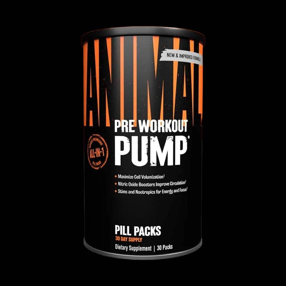 منشط ما قبل التمرين Animal, منشط ما قبل التمرين Pump, عبوات أقراص, 30 عبوة, 30 حصة