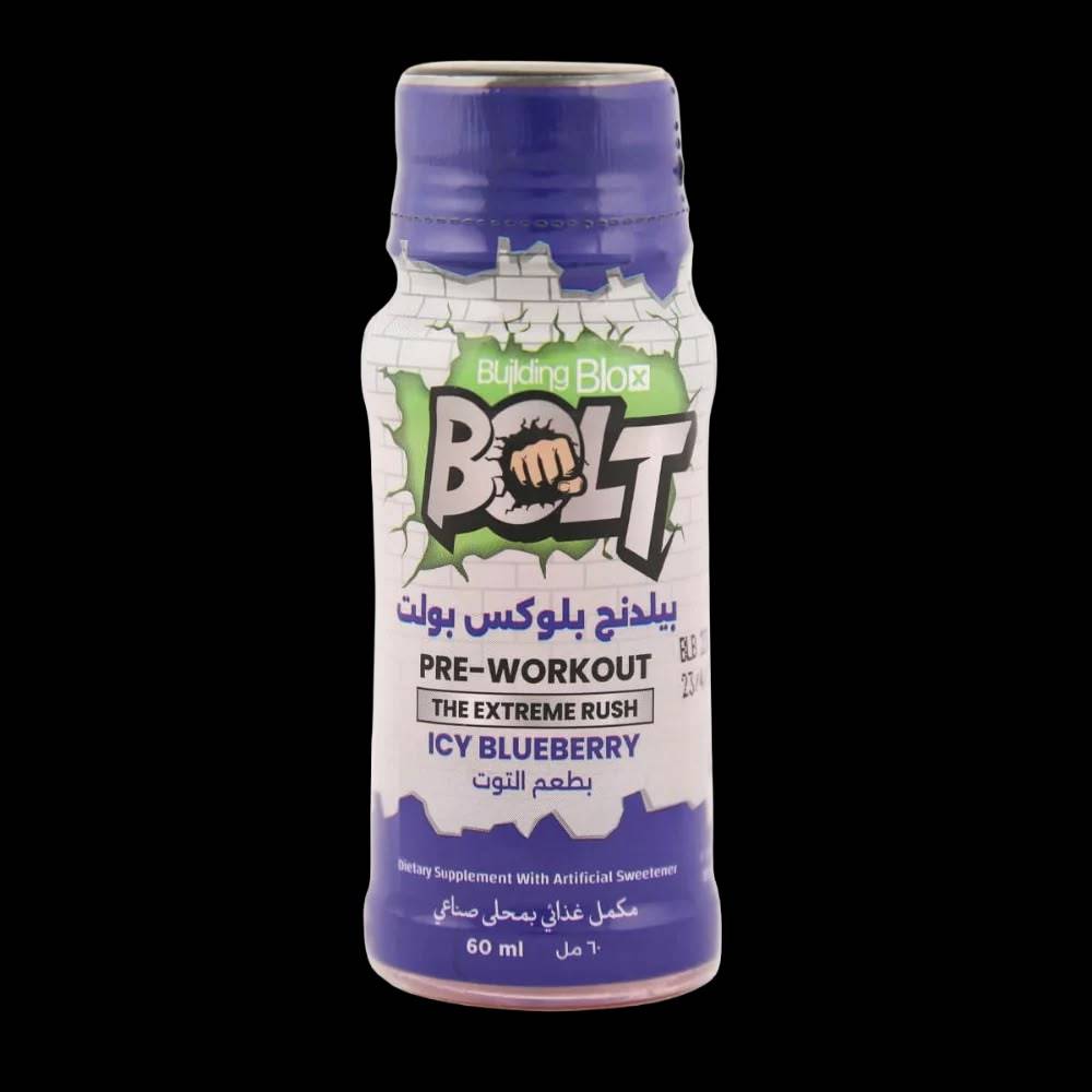 منشط ما قبل التمرين Building Blox, BOLT جرعة منشط ما قبل التمرين, 60ml, 1 حصة