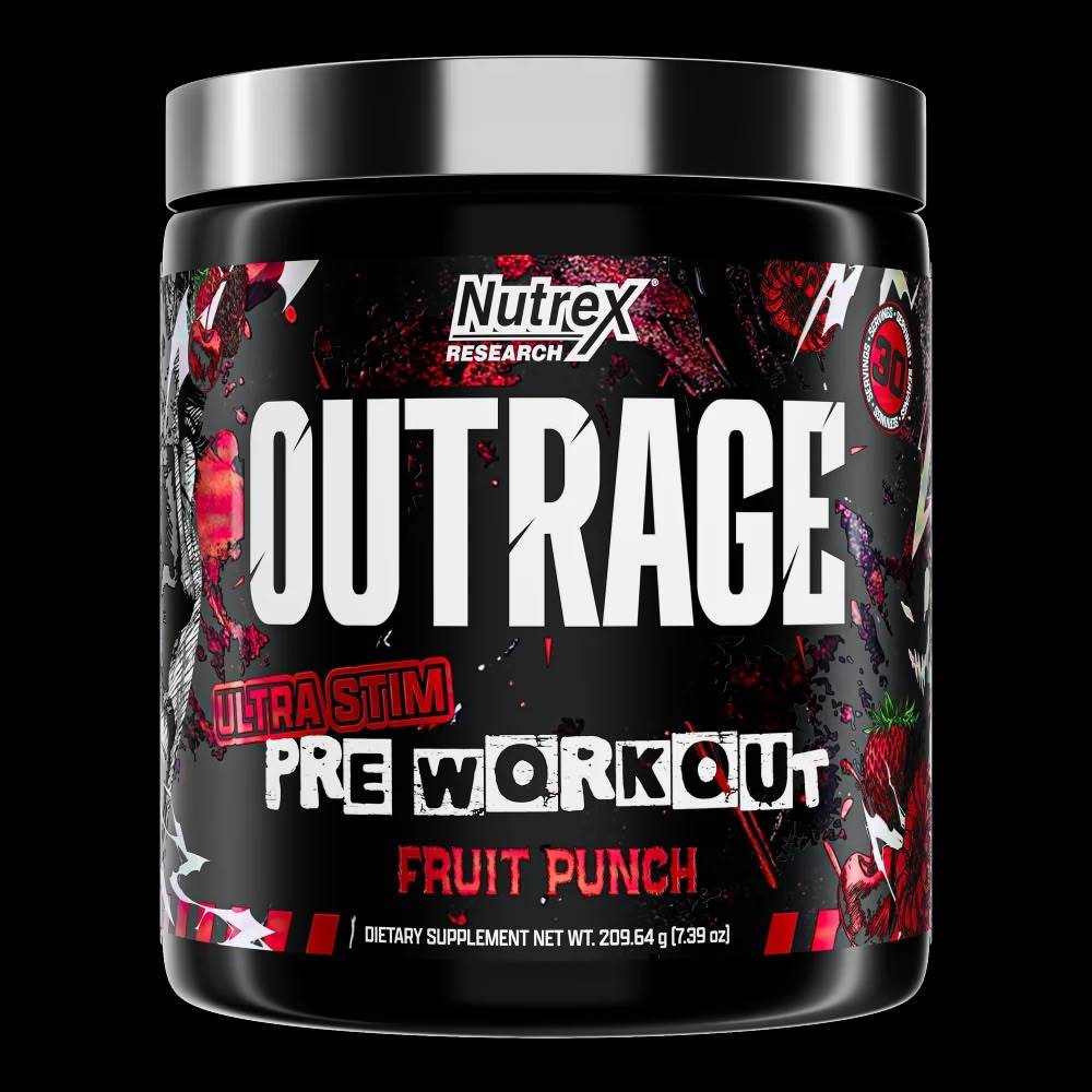 منشط ما قبل التمرين Nutrex Research, Outrage, Ultra Stim منشط ما قبل التمرين, 200g, 30 حصة